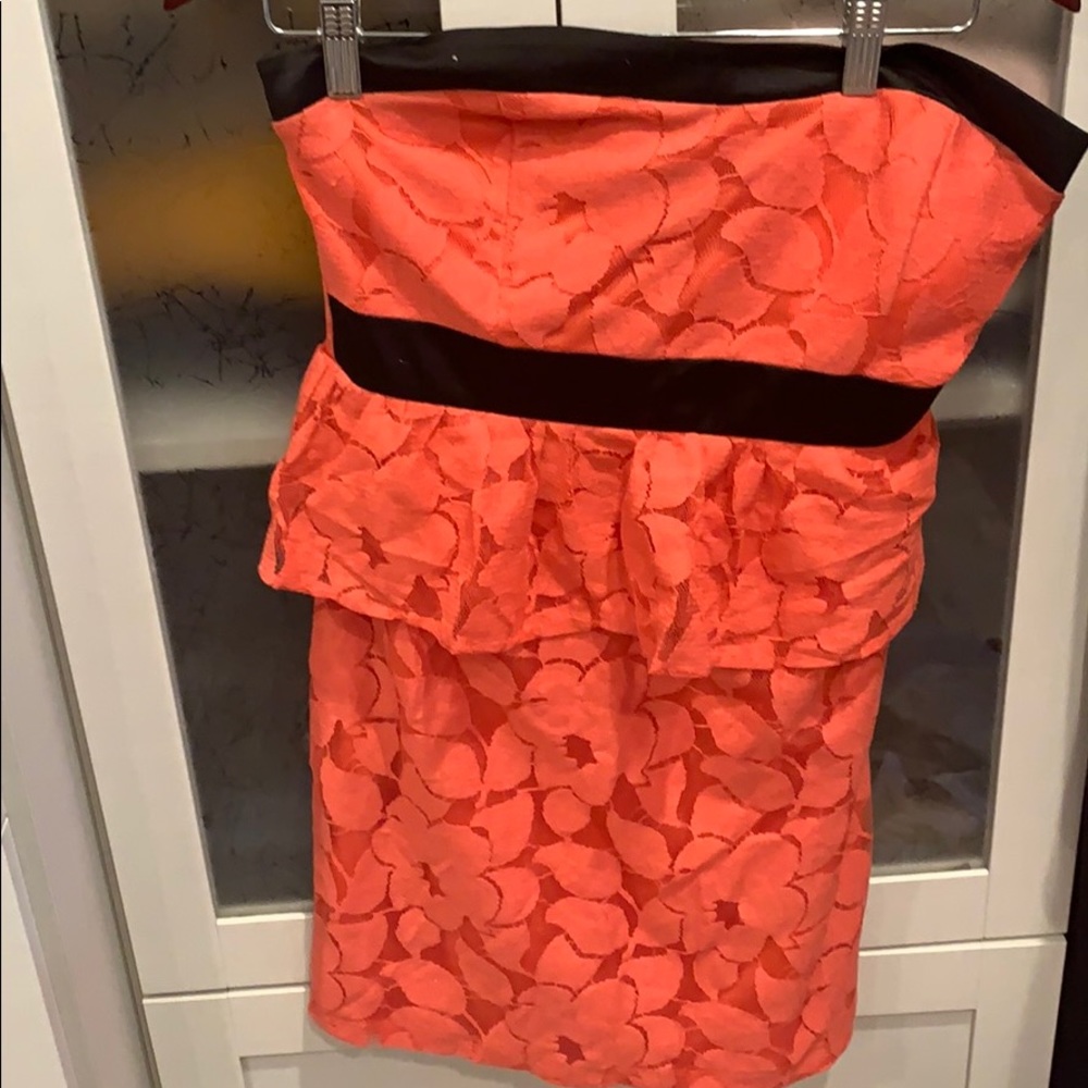 Peplum Lace Dress (orange/coral)